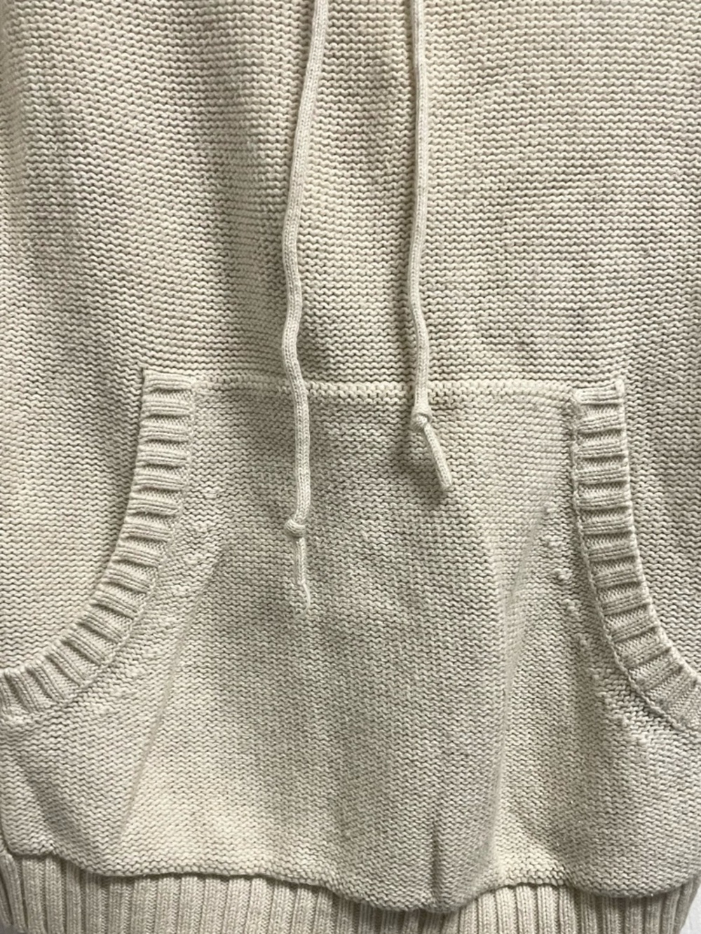 Banana Republic Cotton Knit Hoodie Sweater Cream Pullover Coastal Size Small - Picture 5 of 6